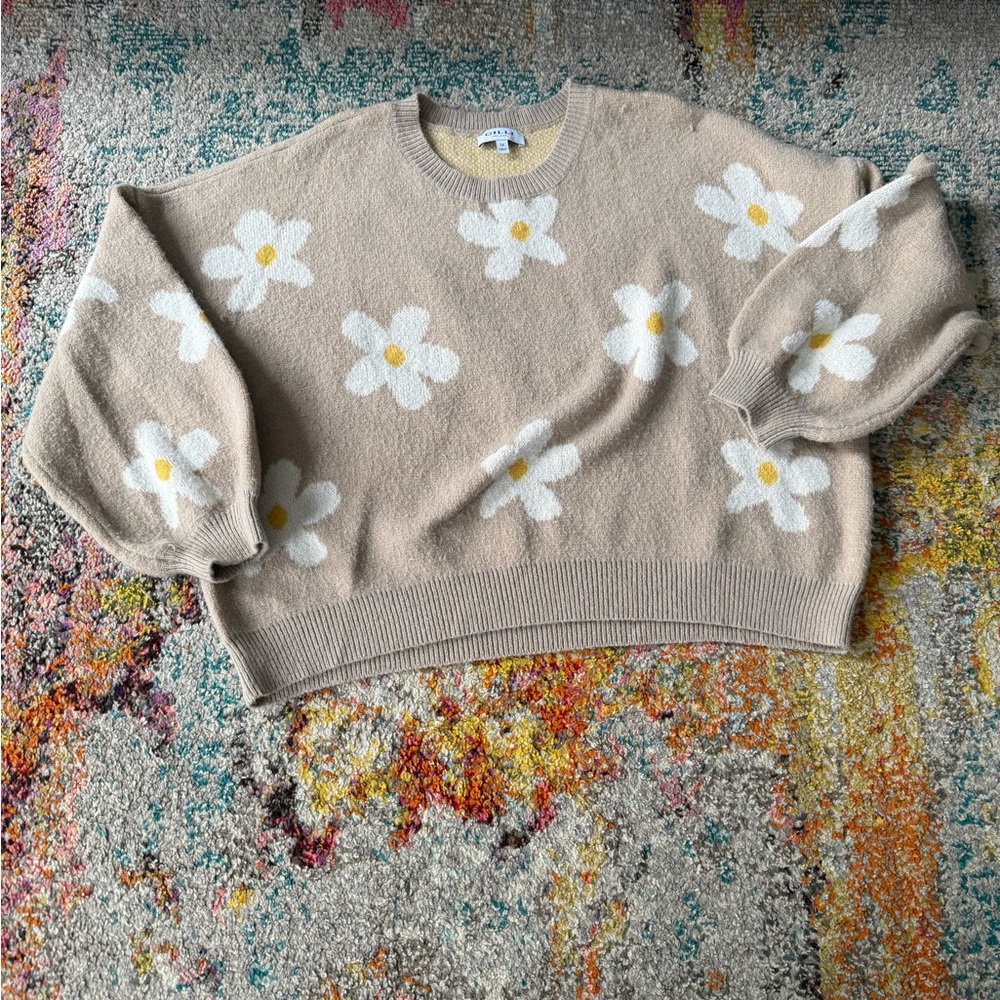 Gilli Beige Floral Sweater